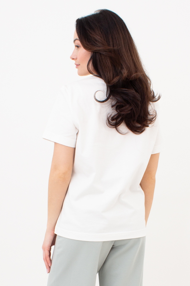 Frauen-T-Shirt aus Baumwolle T-SHIRT BASIC NECK 4815/010 (milk)