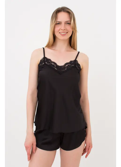 Pyjama aus Seide mit Shorts HELENA 6025/051 (black) Pyjama aus Seide mit Shorts HELENA 6025/051 (black)