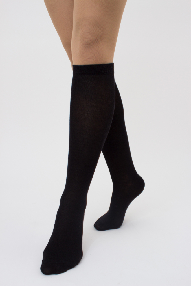 Knee-Length Cotton Socks WG1 CLASSIC (black)