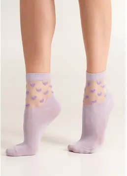 Socken mit Herzen WS2 CRISTAL 008 (lilac)
