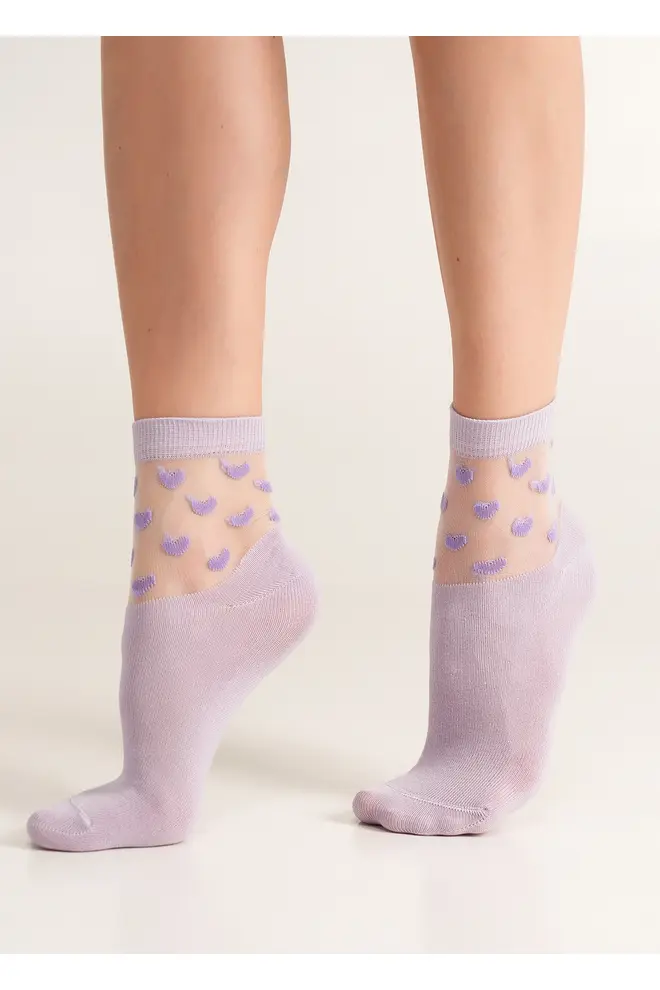 Socken mit Herzen WS2 CRISTAL 008 (lilac)