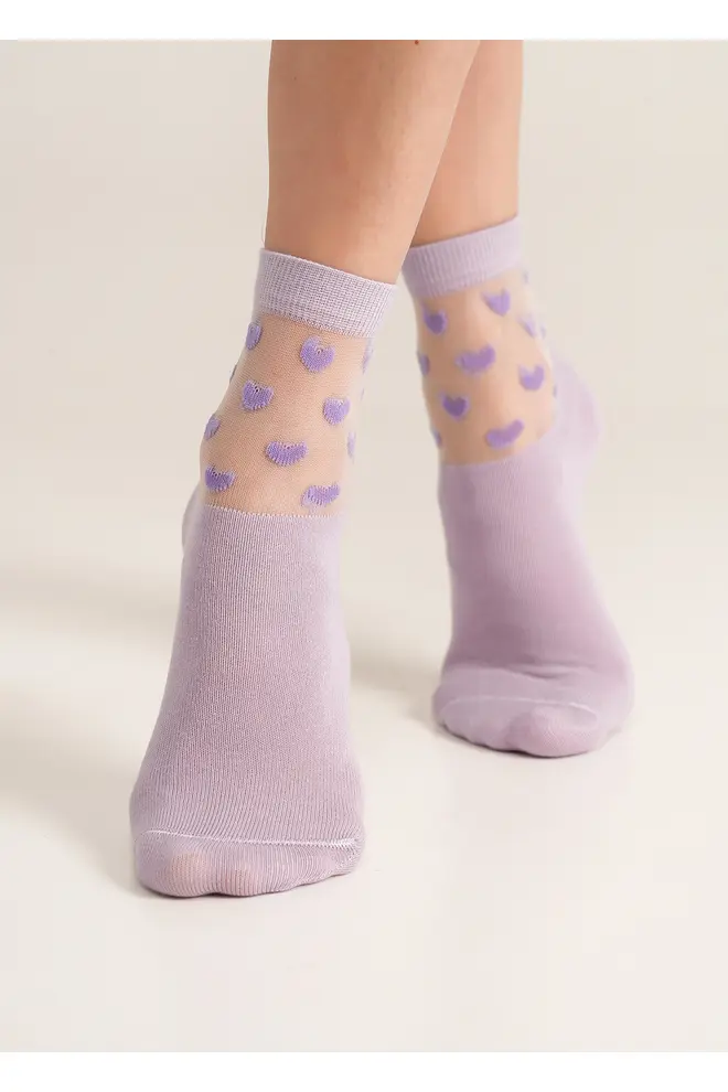 Socken mit Herzen WS2 CRISTAL 008 (lilac)