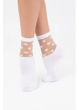 Socken mit Herzen WS2 CRISTAL 008 (bianco)
