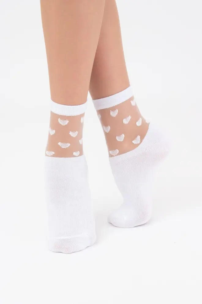 Socken mit Herzen WS2 CRISTAL 008 (bianco)