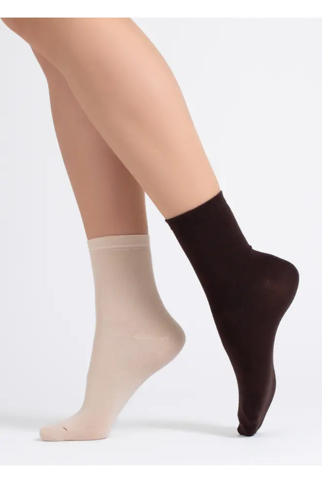 2 Pack Hohe socken aus Baumwolle WS3 CLASSIC (chocolate/sand)