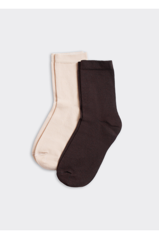 2 Pack Hohe socken aus Baumwolle WS3 CLASSIC (chocolate/sand)