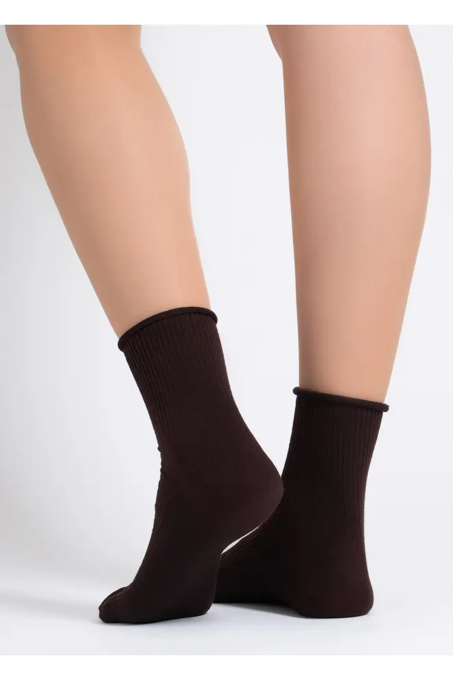 Women's ribbed socks WS3 FASHION 060 (chocolate)