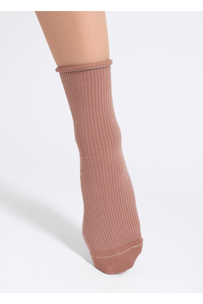 Women's ribbed socks WS3 FASHION 060 (mocha mousse)