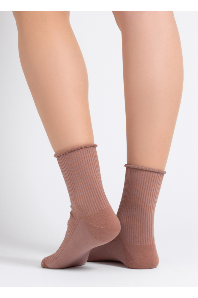 Women's ribbed socks WS3 FASHION 060 (mocha mousse)