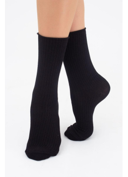 High ribbed women's socks WS4 RIB (black)