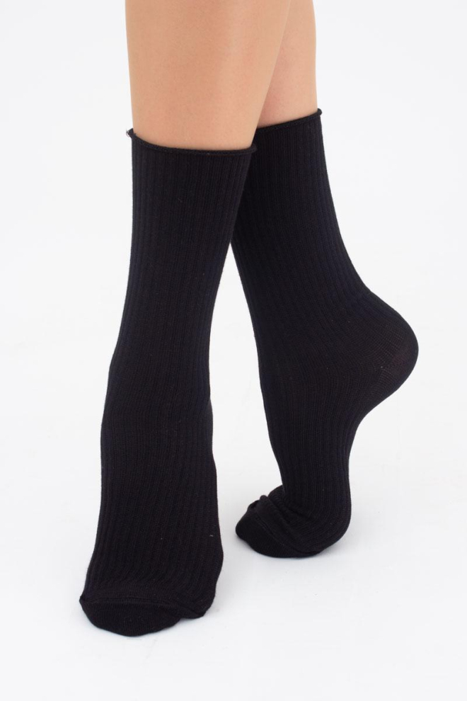 High ribbed women's socks WS4 RIB (black)