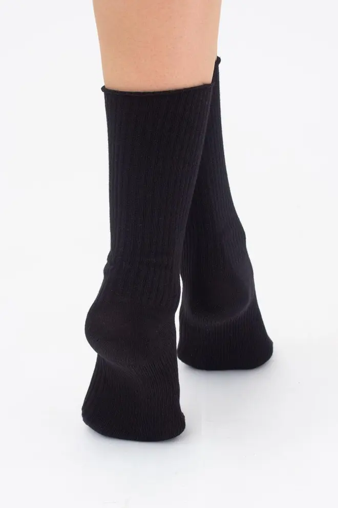 High ribbed women's socks WS4 RIB (black)