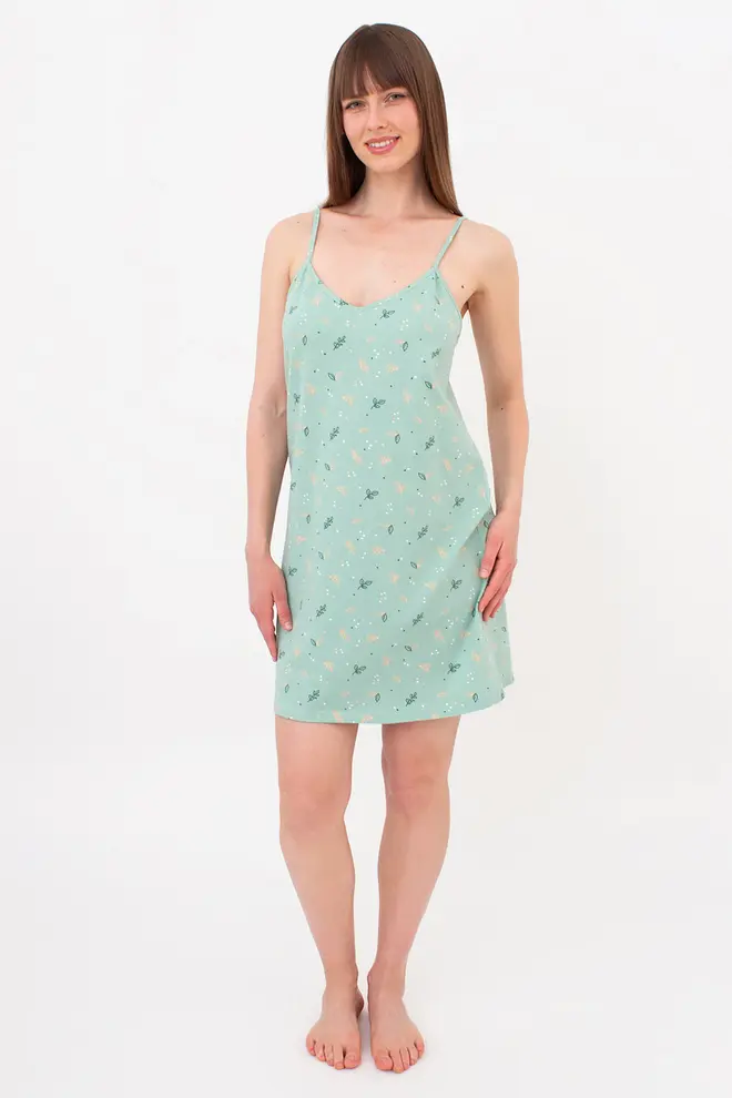 Nachthemd aus Baumwolle SERENE GREENS 8021/010 (muted mint)