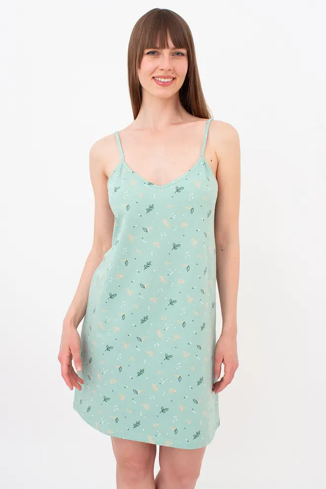 Cotton Nightslip SERENE GREENS 8021/010 (muted mint)