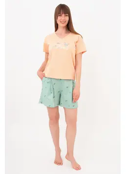 Cotton Pyjamas SERENE GREENS 6128/010 (muted mint/peach) Cotton Pyjamas SERENE GREENS 6128/010 (muted mint/peach)