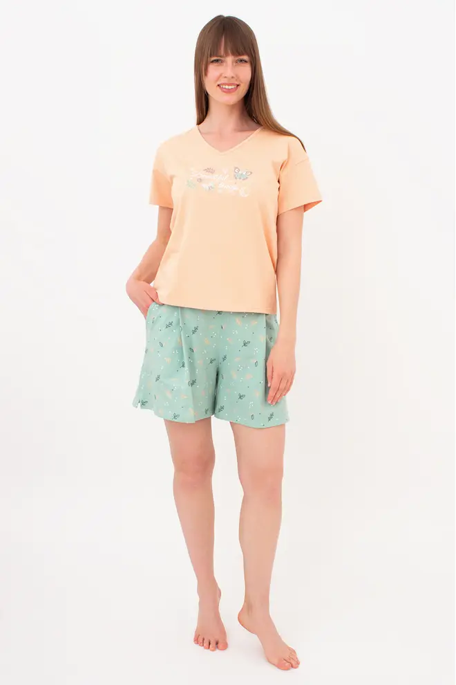 Cotton Pyjamas  SERENE GREENS 6128/010 (muted mint/peach)