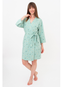Morgenmantel aus Baumwolle SERENE GREENS 7235/010 (muted mint)