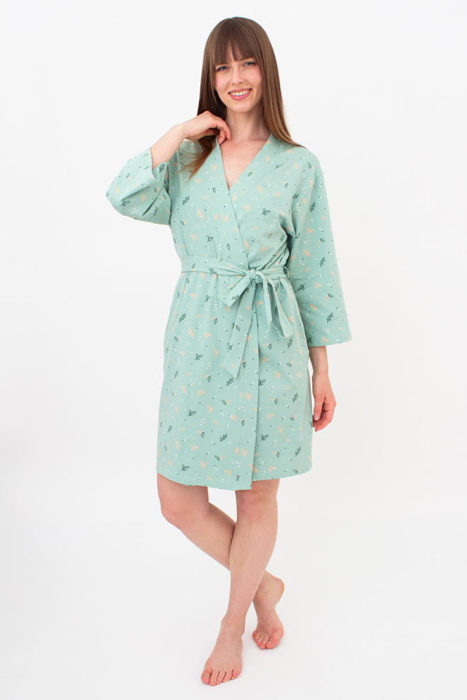 Morgenmantel aus Baumwolle SERENE GREENS 7235/010 (muted mint)