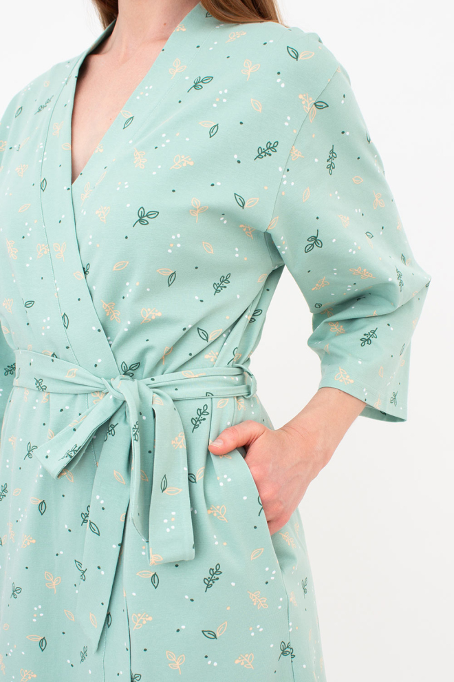 Morgenmantel aus Baumwolle SERENE GREENS 7235/010 (muted mint)