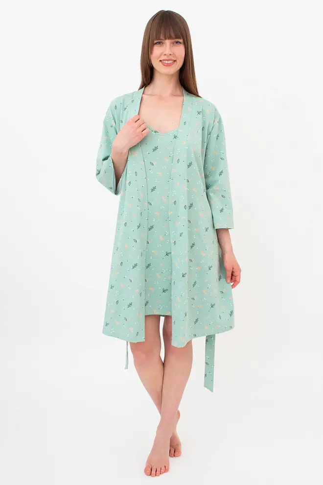 Cotton Robe SERENE GREENS 7235/010 (muted mint)