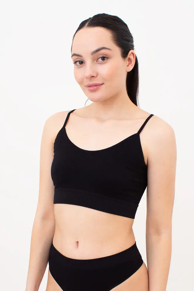 Nahtloses Top mit körniger Textur CAMI TOP GRAIN (black)