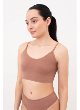 Nahtloses Top mit körniger Textur CAMI TOP GRAIN (mokko)
