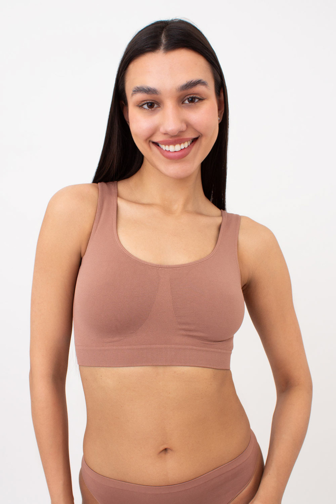Seamless tank top on wide straps TANK TOP (mokko)