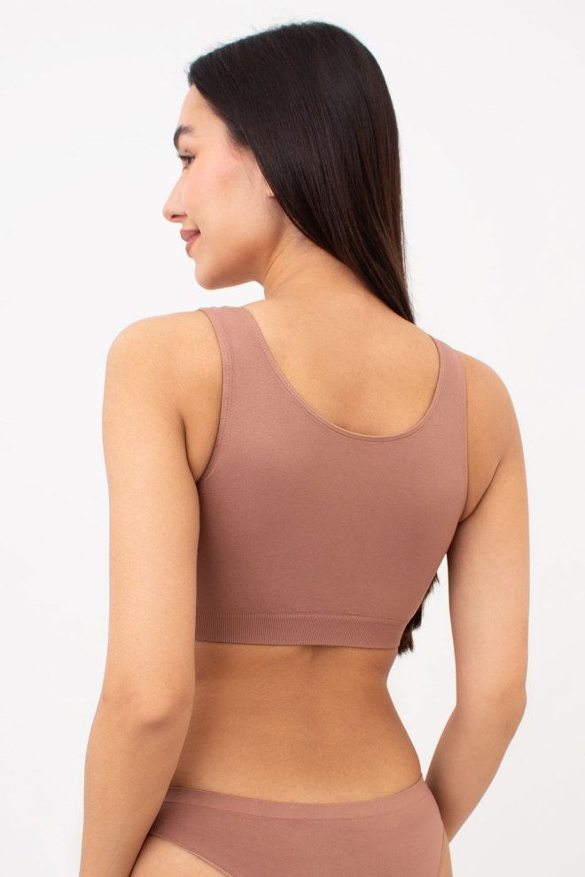 Seamless tank top on wide straps TANK TOP (mokko)