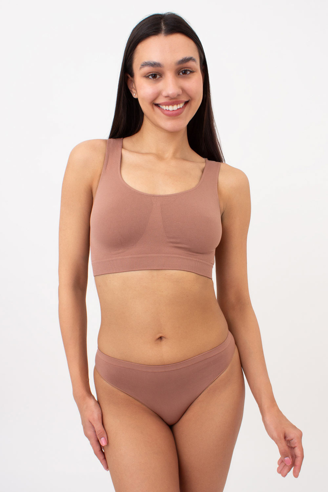 Seamless tank top on wide straps TANK TOP (mokko)
