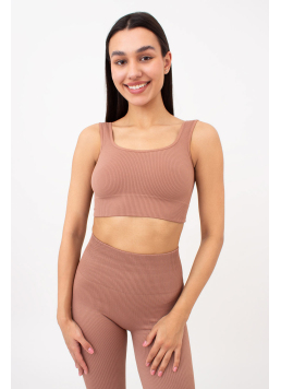 Seamless Ribbed Top with Wide Straps TOP RIB (mokko)