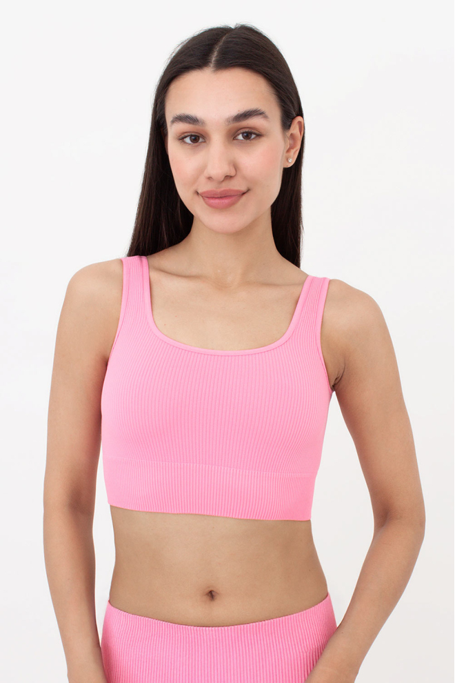 Seamless Ribbed Top with Wide Straps TOP RIB (rosa pink)