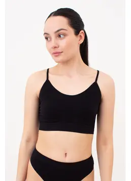 Nahtloses Top mit strukturiertem Zopfmuster CAMI TOP BRAID (black)