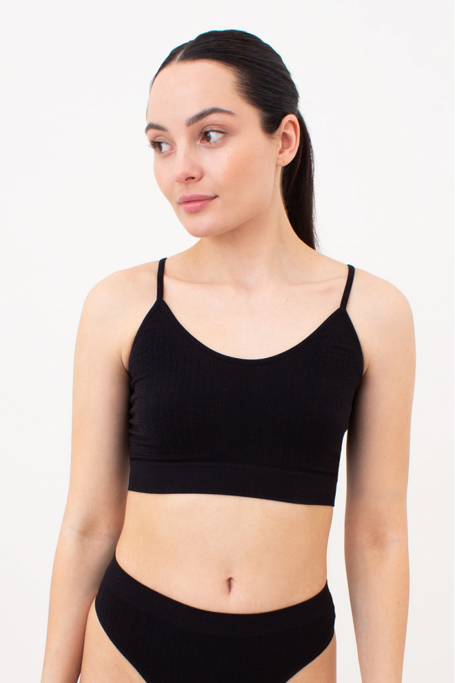 Seamless Top with Textured Plait Pattern CAMI TOP BRAID (black)