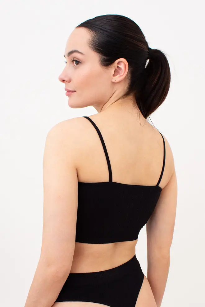 Seamless Top with Textured Plait Pattern CAMI TOP BRAID (black)