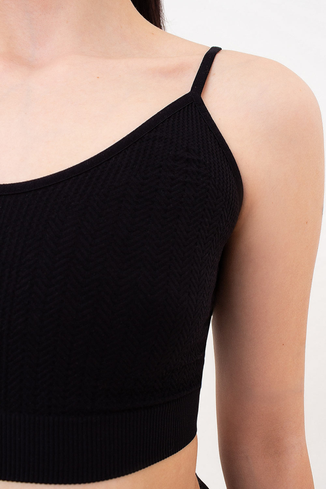 Seamless Top with Textured Plait Pattern CAMI TOP BRAID (black)