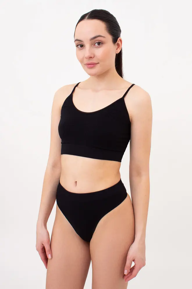 Seamless Top with Textured Plait Pattern CAMI TOP BRAID (black)