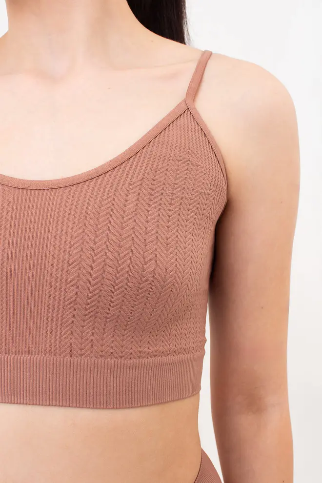 Seamless Top with Textured Plait Pattern CAMI TOP BRAID (mokko)