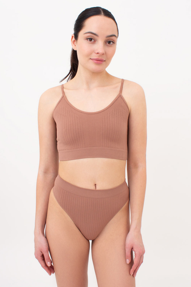 Seamless Top with Textured Plait Pattern CAMI TOP BRAID (mokko)