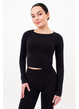 Kurzes Top mit langen Ärmeln CROP TOP (nero)