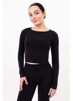 Short Top with Long Sleeves CROP TOP (nero)