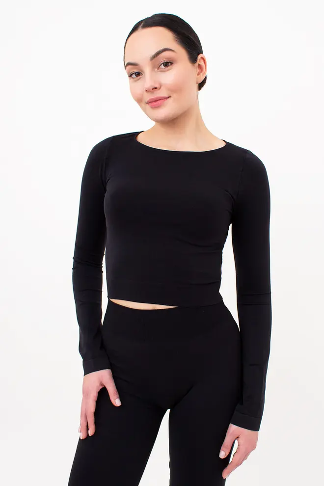 Kurzes Top mit langen Ärmeln CROP TOP (nero)