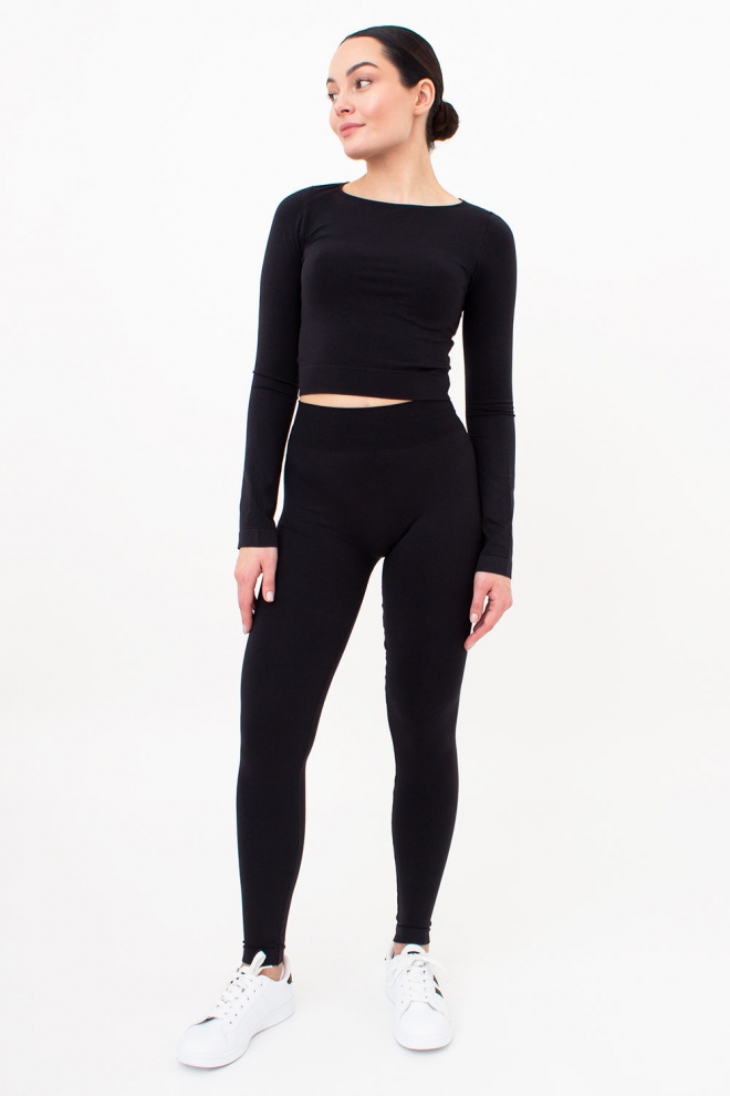 Kurzes Top mit langen Ärmeln CROP TOP (nero)