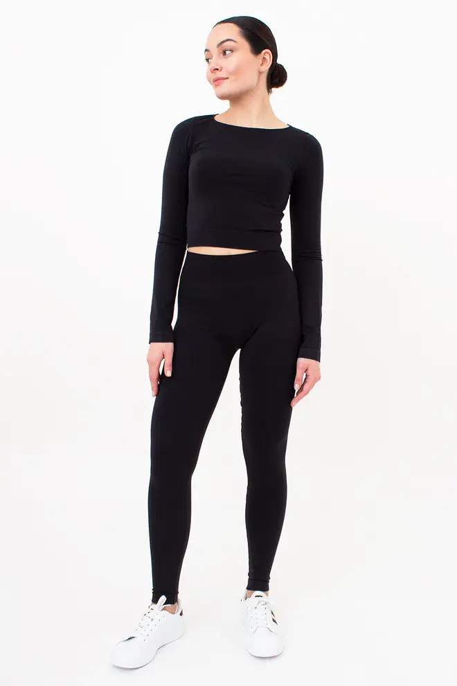 Short Top with Long Sleeves CROP TOP (nero)