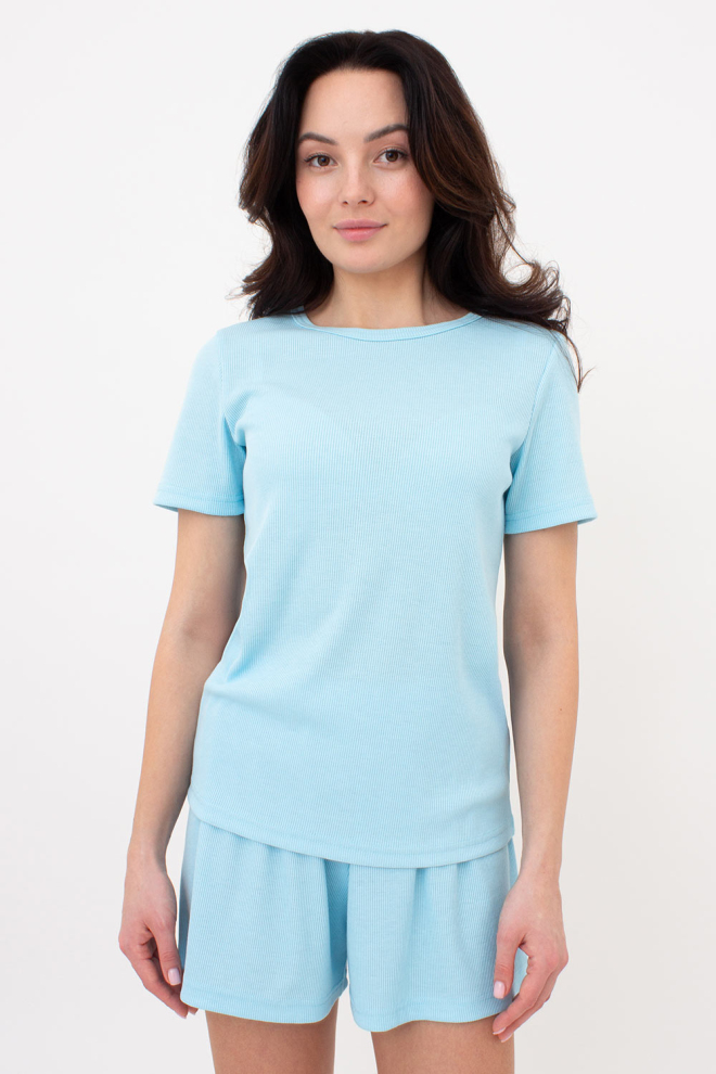 Geripptes T-Shirt RIB 4804/010 (sky blue)