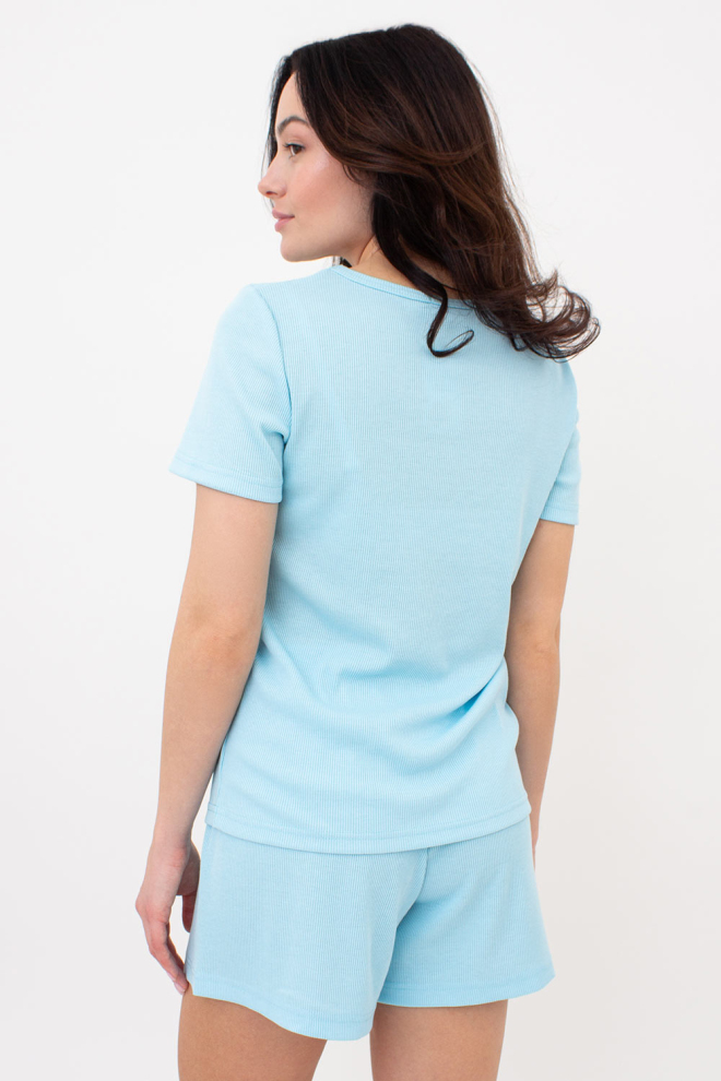 Geripptes T-Shirt RIB 4804/010 (sky blue)