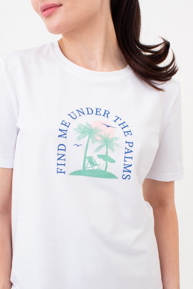 Bedrucktes T-shirt print 4802/60 (white/palm print)