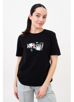 Bedrucktes T-shirt print 4802/60 (black/flowers)