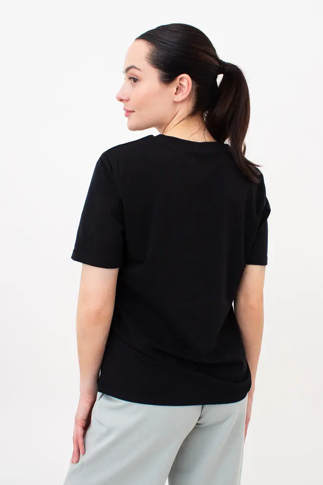 Bedrucktes T-shirt print 4802/60 (black/flowers)