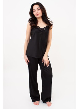 Seidepyjama mit Spitze HELENA 5009/051 (black)