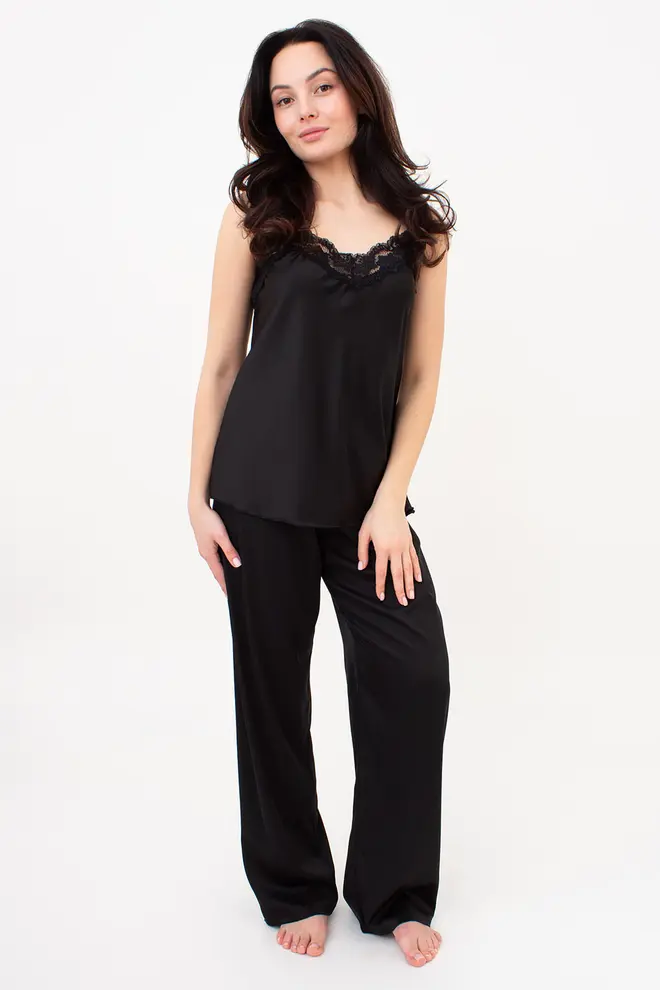 Seidepyjama mit Spitze HELENA 5009/051 (black)